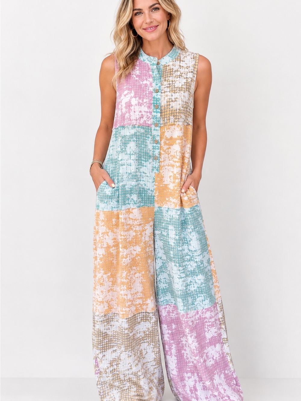 Blue Velvet Patch Me If You Can Patchwork Jumpsuit, Size XL